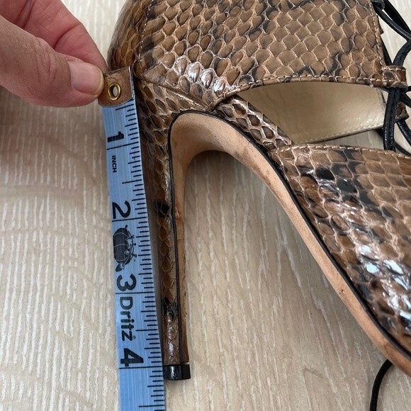 Jimmy Choo “Hoops” Snake Skin Sexy Lace Up Pumps size 37 1/2 - Picture 12 of 12